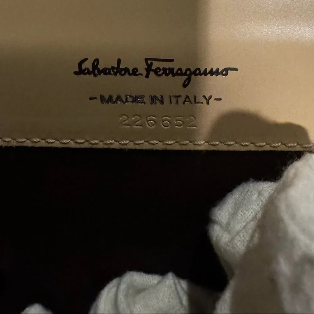 Salvatore Ferragamo Tan Leather Pouch/Clutch with Silver Hardware